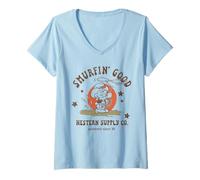Donna The Smurfs Smurfin' Good Western Supply Co Cartoon Maglietta con Collo a V