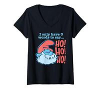 Donna The Smurfs Vintage Papa Smurf Ho ?? ?? Christmas Maglietta con Collo a V