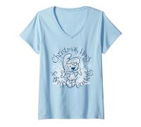 Donna The Smurfs Vintage Smurfette Christmas Hugs Maglietta con Collo a V
