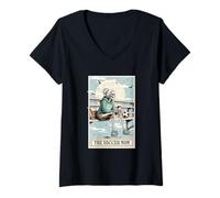 Donna The Soccer Mom Scheletro Card Gift Spooky Season Halloween Maglietta con Collo a V