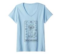 Donna The Spaventapasseri Tarocco Card Night Stars Design Maglietta con Collo a V
