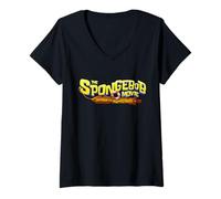 Donna The Spongebob Movie: Search for Squarepants Logo Classic Maglietta con Collo a V