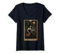 Donna The Star Tarocchi Halloween Sirena Gothic Witch Horror Maglietta con Collo a V