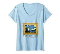 Donna The Starry Night Tee Shirts, Cool Vincent Van Gogh Painter Maglietta con Collo a V