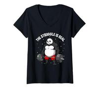 Donna The Struggle Is Real Panda Gym Strength Maglietta con Collo a V