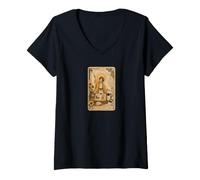Donna The Sun Tarot Card Scrapbook Design Maglietta con Collo a V