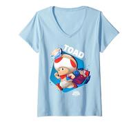 Donna The Super Mario Galaxy Movie Toad Galactic Run Maglietta con Collo a V