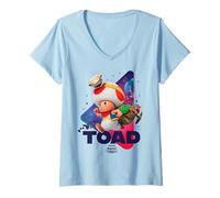Donna The Super Mario Galaxy Movie Toad Galaxy Run Maglietta con Collo a V
