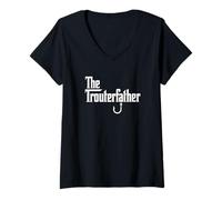 Donna The Trouterfather - Amo da pesca divertente Maglietta con Collo a V
