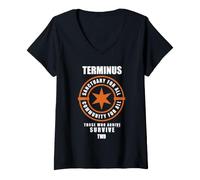 Donna The Walking Dead Terminus Maglietta con Collo a V