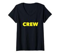 Donna The Word Crew Front Print Uniform, Crew Team Uniform Graphic Maglietta con Collo a V