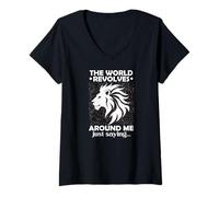 Donna The World Revolves Around Me Just Saying Maglietta con Collo a V