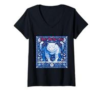 Donna The Yule Cat Islandic Christmas Legend Dark Folklore Design Maglietta con Collo a V