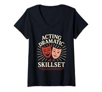 Donna Theatre Kid Drama Club Teatro Musicale Nerd Regalo Maglietta con Collo a V