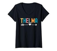 Donna Thelma Retro Color Love Cute Abbinata ai Migliori Amici Maglietta con Collo a V