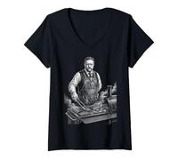 Donna Theodore Roosevelt Barbecue Maglietta con Collo a V