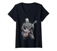 Donna Theodore Roosevelt Chitarra Maglietta con Collo a V