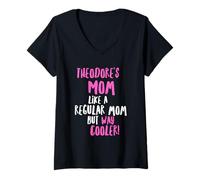Donna Theodore's Mom Funny Text Design Ragazze Donne Madri Maglietta con Collo a V