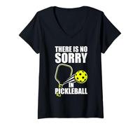 Donna There is No Sorry Divertente Pickleball Giocatore Maglietta con Collo a V