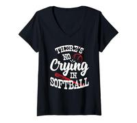 Donna Theres No Crying in Camicia da Softball Maglietta con Collo a V