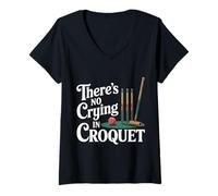 Donna There's No Crying in Croquet Partita Sportiva sul Prato Maglietta con Collo a V