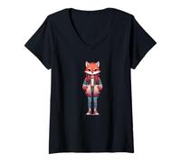 Donna Therian Fox Masked Kids Adventure Animal Gioco di Ruolo Maglietta con Collo a V