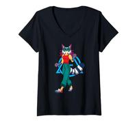Donna Therian Girl Fox Lady Furries Peloso Orecchio Alter Kin Otherkin Maglietta con Collo a V