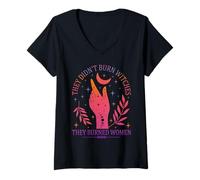 Donna They Didn't Burn Witches They Women Feminism Feminist Maglietta con Collo a V