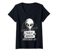 Donna They Know Project 67 Alien Funny Six Seven 6 7 Meme Maglietta con Collo a V