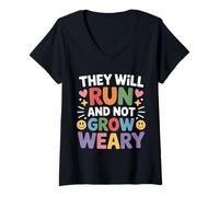 Donna They Will Run And Not Grow Weary Promemoria biblico - Maglietta con Collo a V