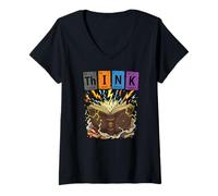 Donna Think Chemistry Elements Funny Science Nerd Tavola Periodica M Maglietta con Collo a V