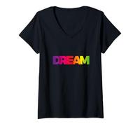 Donna Think & Dream Big, Dream & Keep Dreaming Motivational Quotes Maglietta con Collo a V
