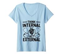 Donna Think Internal Act Internista di medicina interna esterna Maglietta con Collo a V