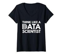 Donna Think Like A Data Scientist Maglietta con Collo a V