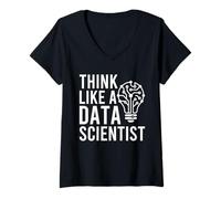 Donna Think Like A Data Scientist Tech Analyst Maglietta con Collo a V
