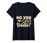 Donna Thinking of You Do You Voodoo Doll Shirt Donna Uomo Halloween Maglietta con Collo a V