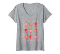 Donna Third Grade is My Jam Strawberry 3rd Grade Teacher Coquette Maglietta con Collo a V