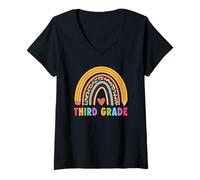 Donna Third Grade Teacher Student Boho Rainbow Back To School Maglietta con Collo a V