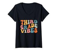 Donna Third Grade Vibes 3rd Grade Teacher Retro 1st Day Of School Maglietta con Collo a V