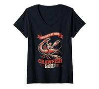 Donna This Ain't My First Crawfish Bollire Rodeo Sarcasmo Uomini Donne Maglietta con Collo a V