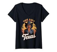 Donna This Ain't Texas Afro Cowgirl Bold Western Fashion Donne Uomini Maglietta con Collo a V