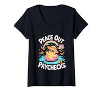 Donna This Chick is Retired Peace Out Paychecks Retirement Maglietta con Collo a V