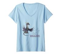 Donna This Girl Loves Dragons - Maglietta divertente Dragon Clothing Maglietta con Collo a V