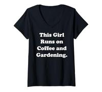 Donna This Girl Runs On Coffee And Gardening Maglietta con Collo a V