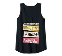 Donna This Girl Runs On Jesus And Anime I Kawaii Otaku Canotta