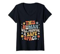 Donna This Human Will Provide A Safe Space Supporto LGBTQ - Maglietta con Collo a V