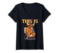 Donna This is bullshit Toilet Funny Mucca Sarcastico Bagno Umorismo Maglietta con Collo a V