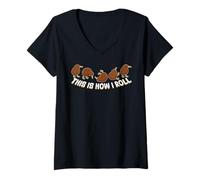Donna This Is How I Roll Kiwi Bird NZ Nuova Zelanda Uccello Divertente Maglietta con Collo a V