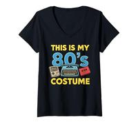 Donna This Is My 80's Costume Classico Old School Graphic Maglietta con Collo a V