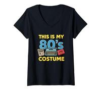 Donna This Is My 80's Costume Classico Old School Throwback Vibe Maglietta con Collo a V